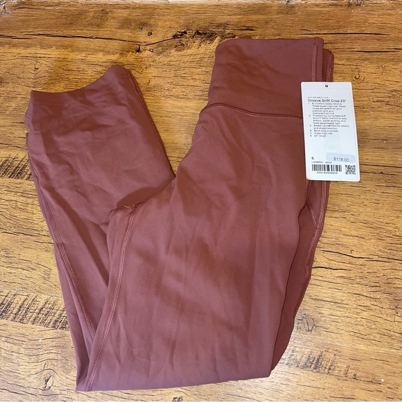 NWT lululemon groove super high rise crop ancient copper size 6 brown - Picture 2 of 5